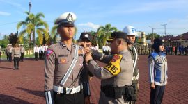 Kepolisian Resor (Polres) Aceh Jaya melaksanakan Apel Gelar Pasukan Operasi Patuh Seulawah 2024 di Lapangan Apel Mapolres  Aceh Jaya