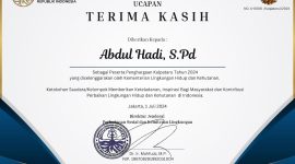 Penghargaan Tokoh Peduli Lingkungan dari Kementerian Lingkungan Hidup dan Kehutanan Republik Indonesia