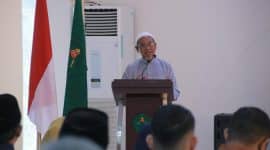 Pimpinan Ma'had Darussalam Vietnam, Abdul Rahman Bin Ibrahim saat menyampaikan kuliah umum di Sekolah Tinggi Agama Islam Negeri (STAIN) Teungku Dirundeng Meulaboh